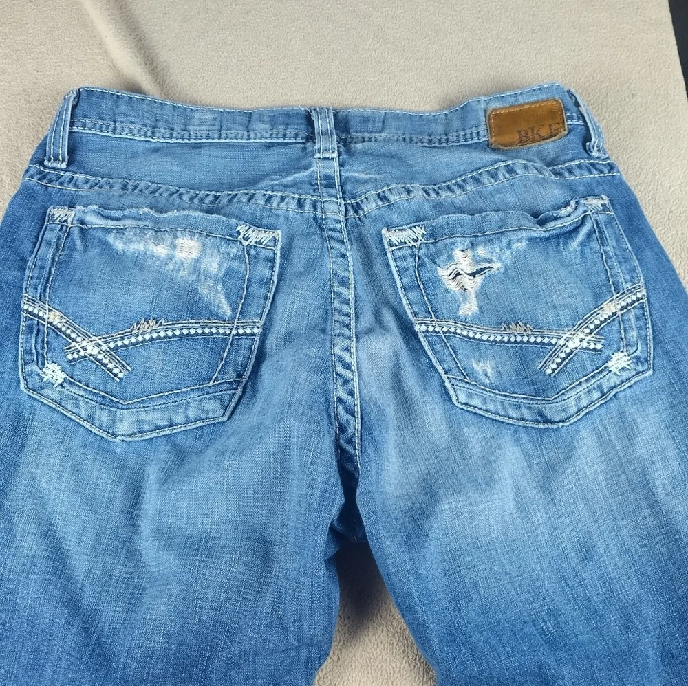 BKE Derek Jeans Men's Size 34x34 Bootcut  Thick Stitch Distressed
